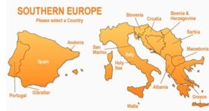 Map of Southern Europe